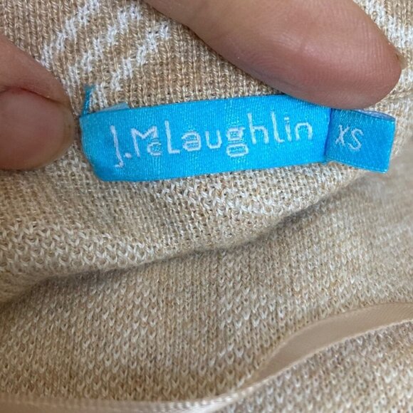 J McLaughlin Open Cardigan Sweater XS Palm Tropical Leopard Beige Cotton Blend - Picture 5 of 7